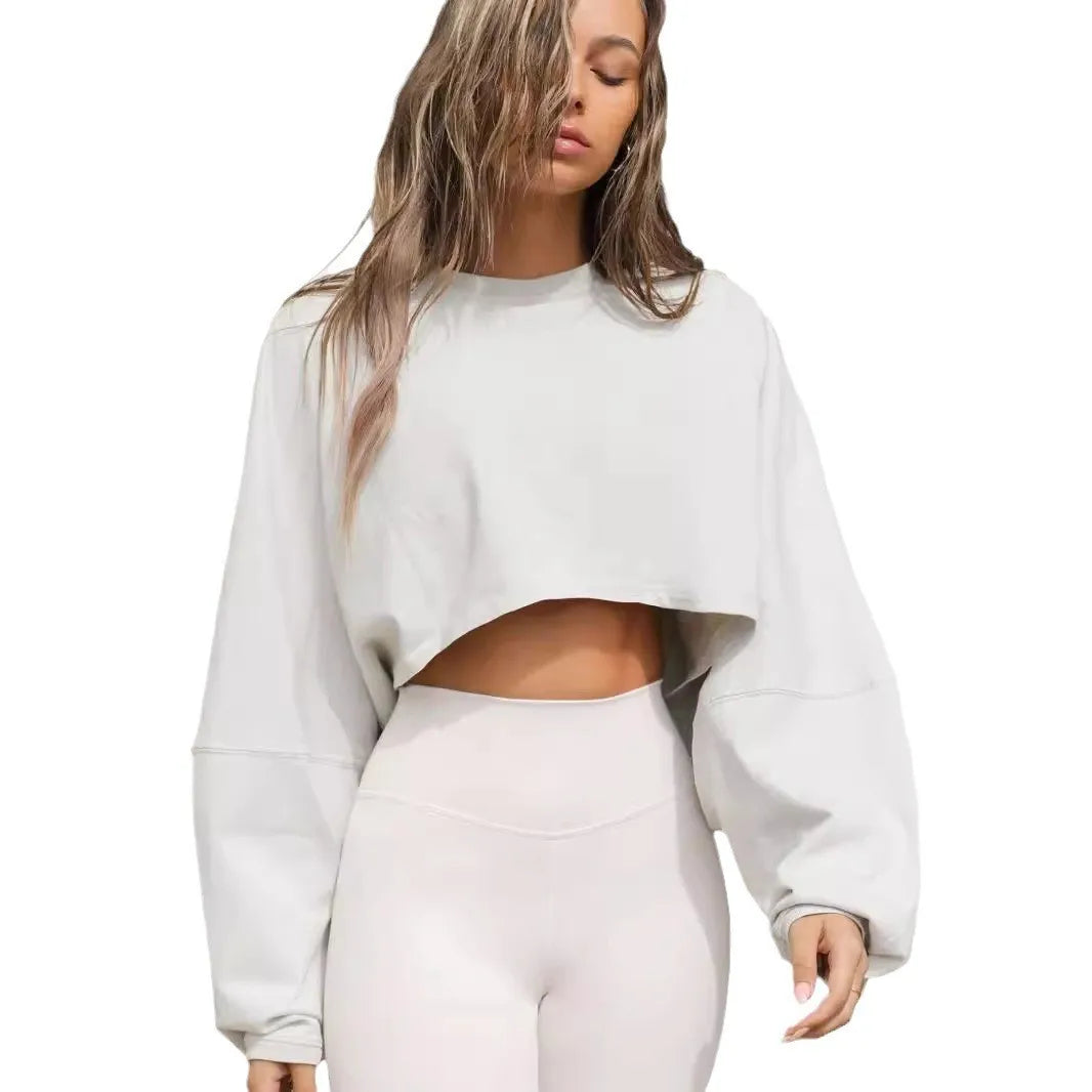 Sexy Cropped Hoodie T Shirt Long Sleeve Knit Top Women Spring Summer Casual Pullover Tee Blouse