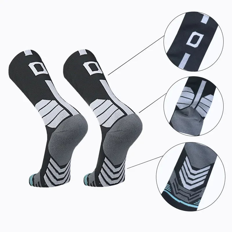Running Compression Gear: Unisex, High Quality, Towel Bottom, Compression Sports Socks With Number Print / Rungear