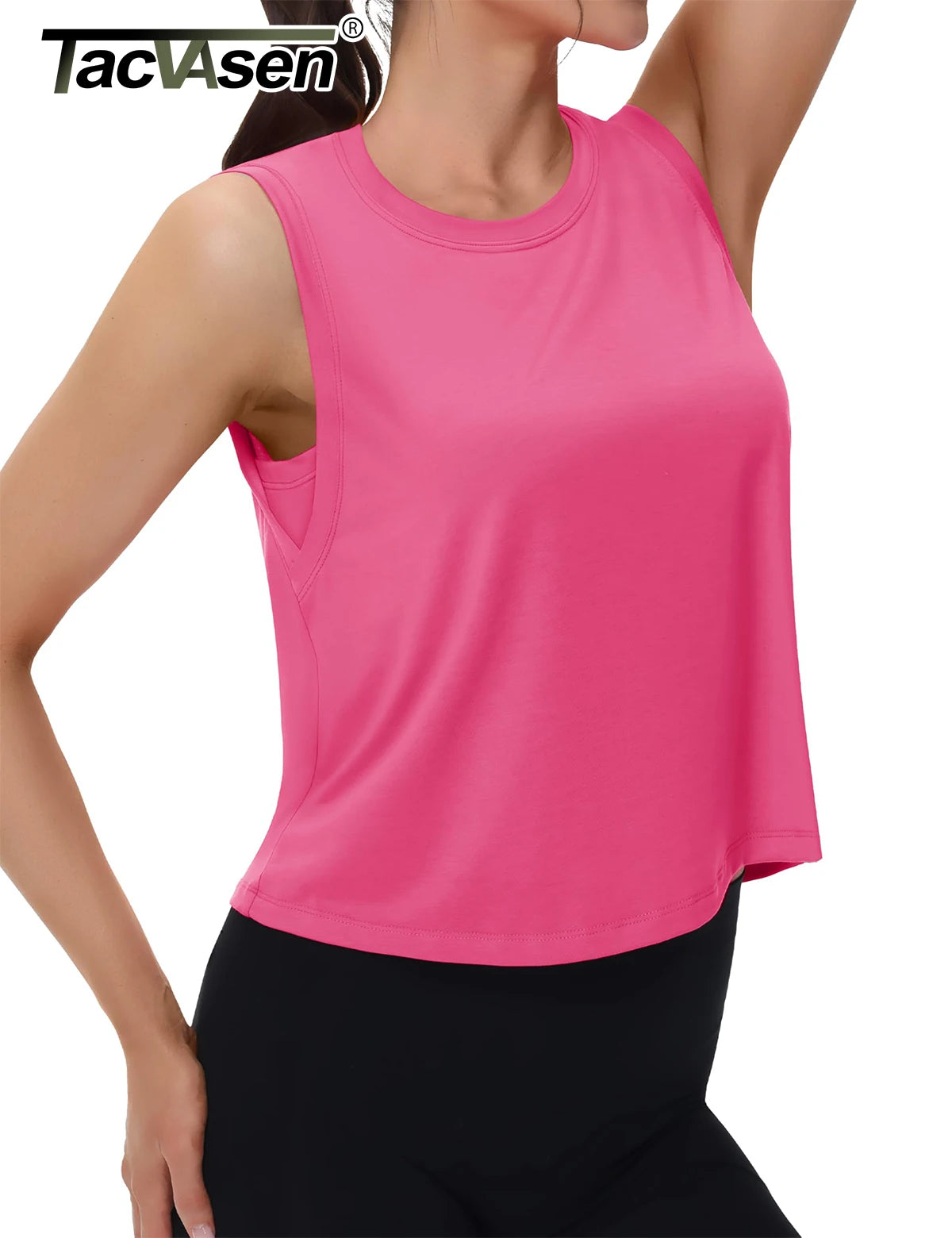 Women's Moisture-Wicking Clothing: TACVASEN Sleeveless, Loose Fit, Crew-Neck, Workout Crop Tank Tops / Rungear