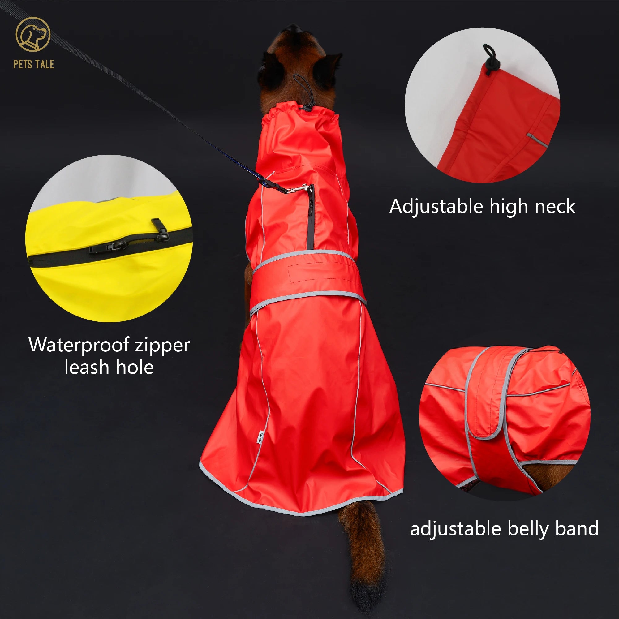 Dog Jacket Gear: Waterproof Raincoat with Reflective Strips and Adjustable Hood / Rungear