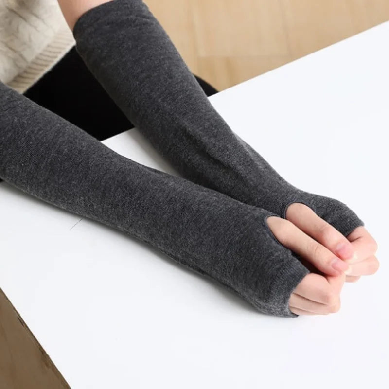 Running Winter Accessories: Unisex, Long, Warm, Half-Finger, Stretchy Mitten Gloves for Outdoor Sports / Rungear