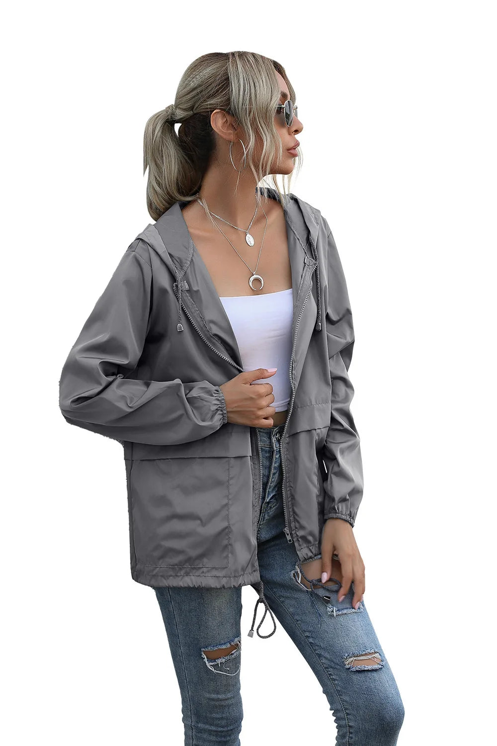 Women's Jackets Apparel: Ultralight, Waterproof, Windproof, Slim Hooded Windbreaker Jacket / Rungear
