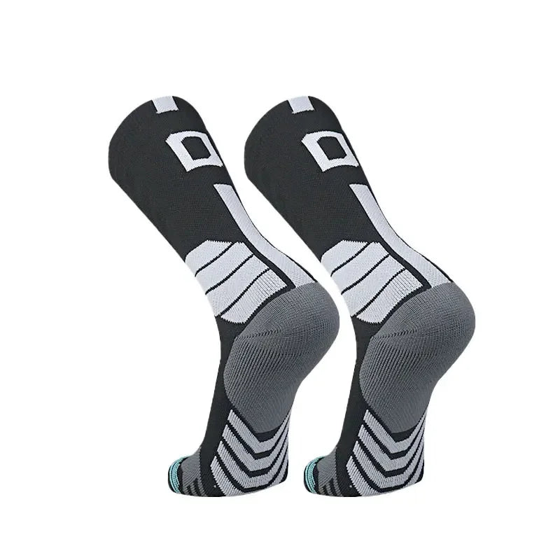 Running Compression Gear: Unisex, High Quality, Towel Bottom, Compression Sports Socks With Number Print / Rungear