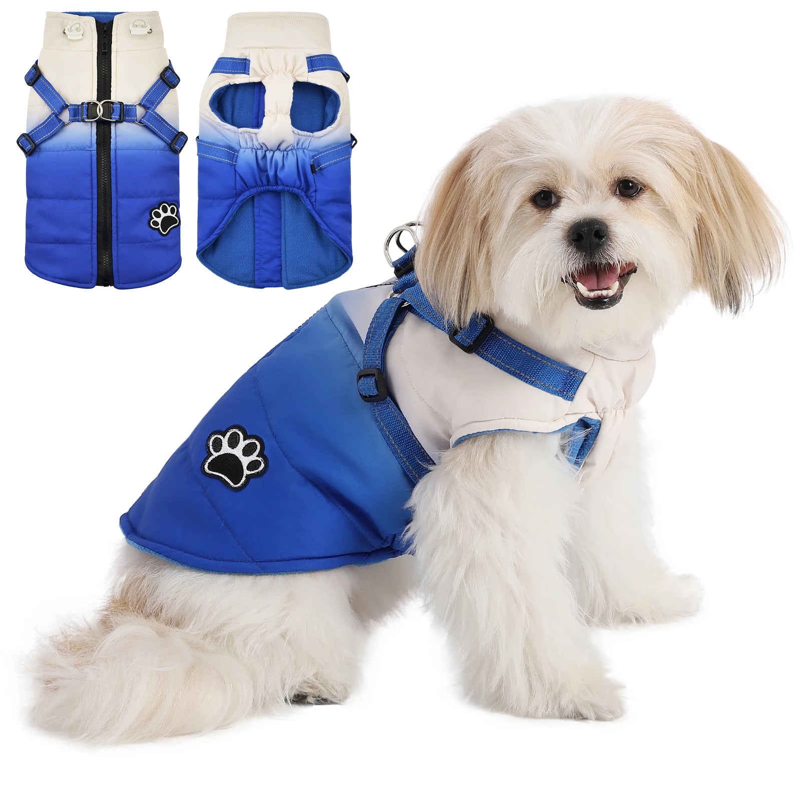 Dog Jacket Accessories: Winter Warm, Reflective, Windproof Harness With Back Zipper / Rungear