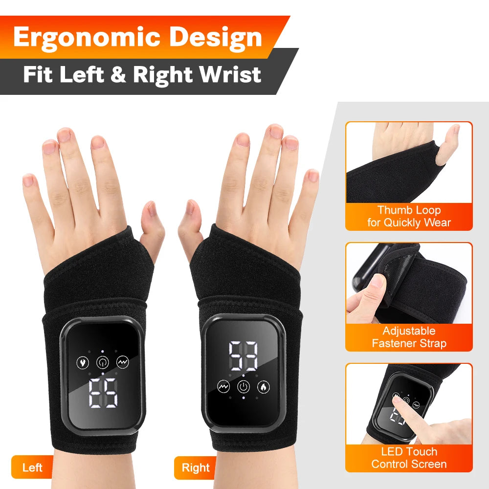 Electric Heating Wrist Brace Vibration Massage Hot Compress Ankle Wrap And Hand Protector Rechargeable Wristband