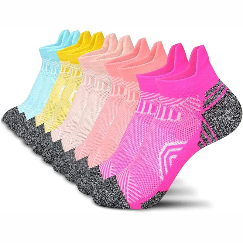 Running Apparel Accessories: 5 Pairs Unisex Ankle Support, Low Cut, Soft Tab Compression Socks / Rungear
