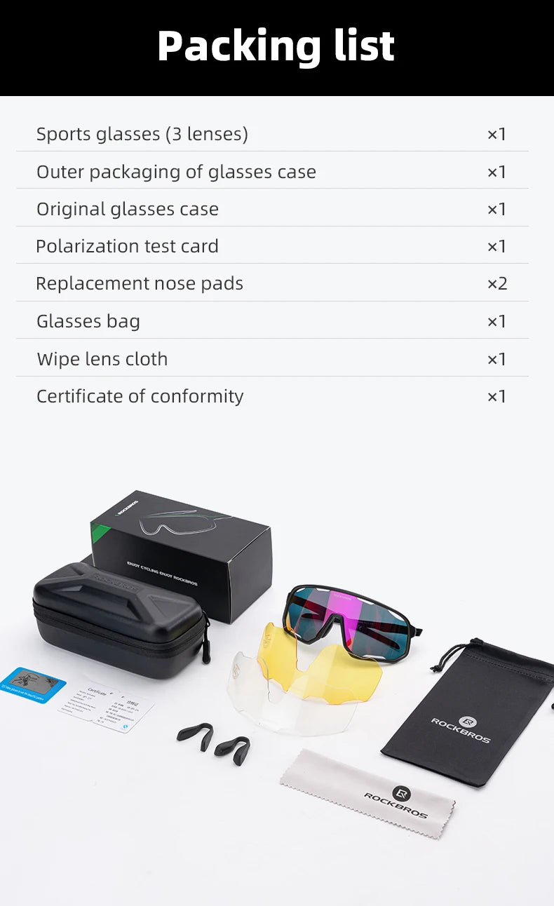 Sunglasses Running Gear: ROCKBROS Polarized Sunglasses, Outdoor UV400 Protection, Sports Eyewear for Outdoor Sports / Rungear