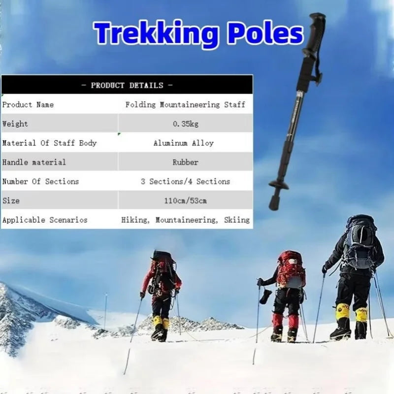 Trail Gear Accessories: Trekking Poles Shock Absorption Foldable Ultralight Hiking Pole Suitable For Outdoor Camping Mountaineering Backpacking And Trip