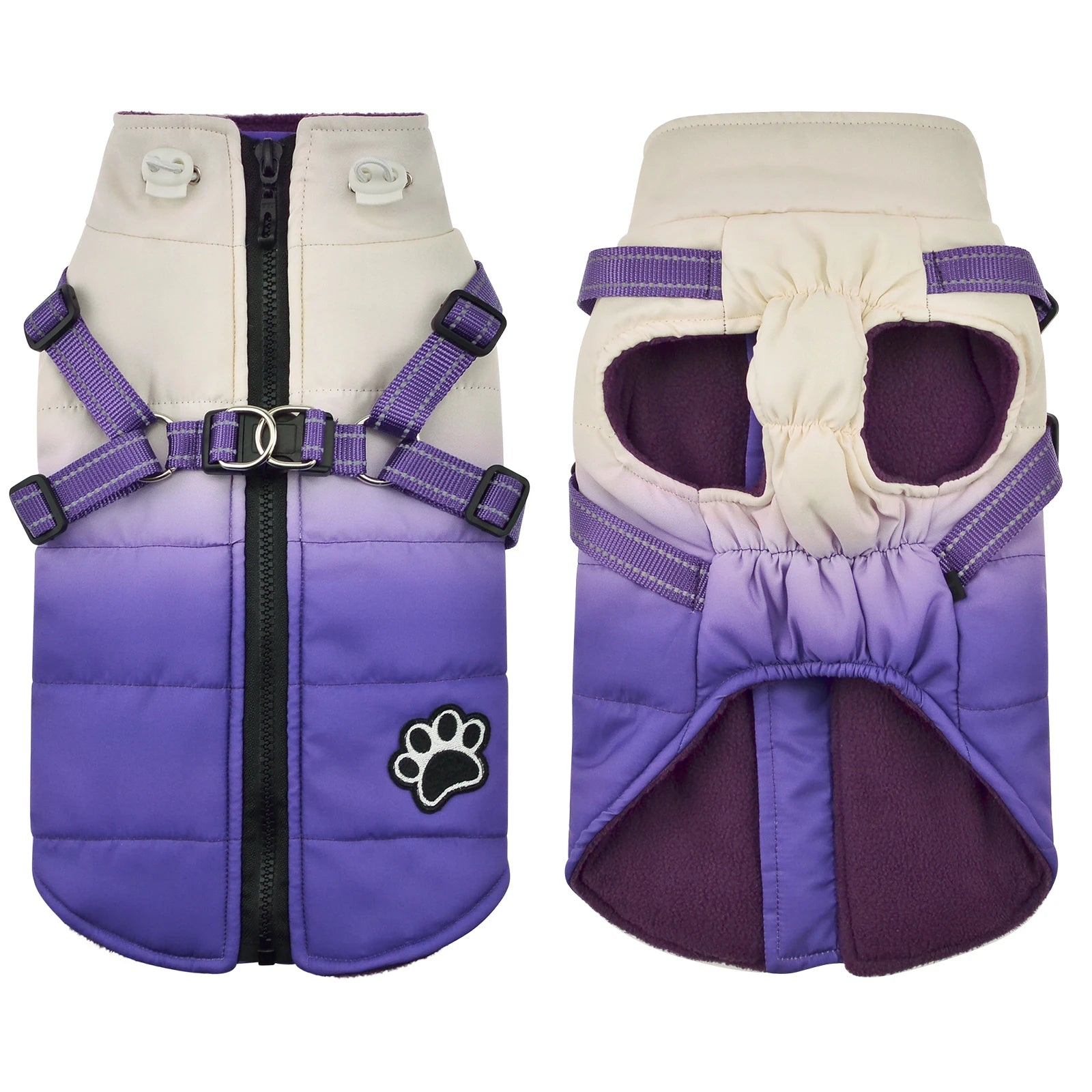 Dog Jacket Accessories: Winter Warm, Reflective, Windproof Harness With Back Zipper / Rungear
