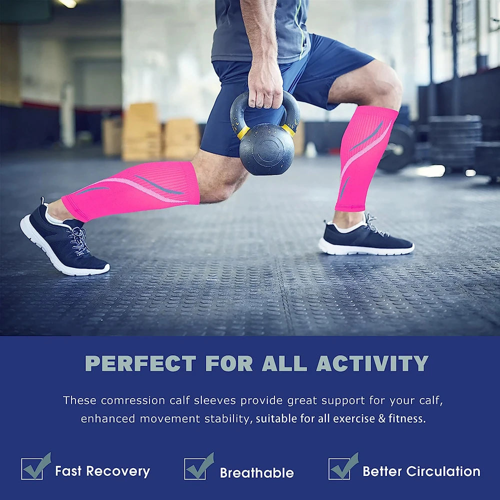 Running Compression Gear: 1Pair Calf Compression Sleeves for Men & Women (20-30mmhg) for Running, Cycling, Shin Splints Support / Rungear