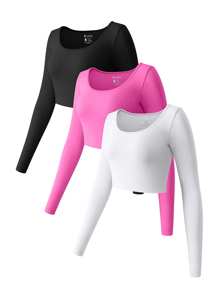Women's Running Apparel: Long Sleeved, Round Neck, Seamless Fitness Workout Top / Rungear Nz