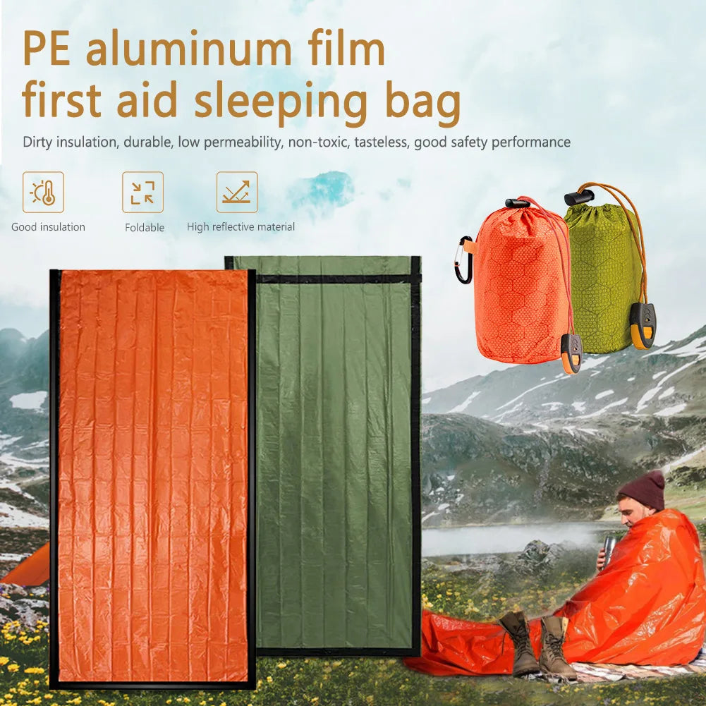 Trail Gear Accessories: Portable Waterproof, Thermal Emergency Survival Sleeping Bag (PE Aluminum Film) / Rungear