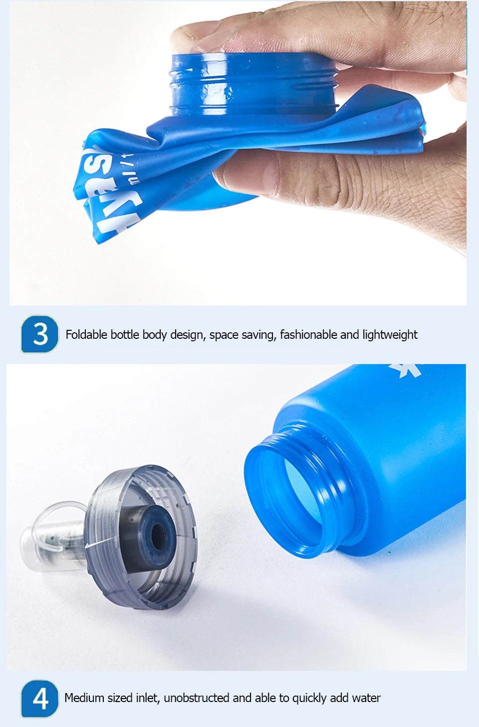 Running Hydration Accessories: Foldable TPU Soft Flask, 250ml, 500ml, 750ml / Rungear