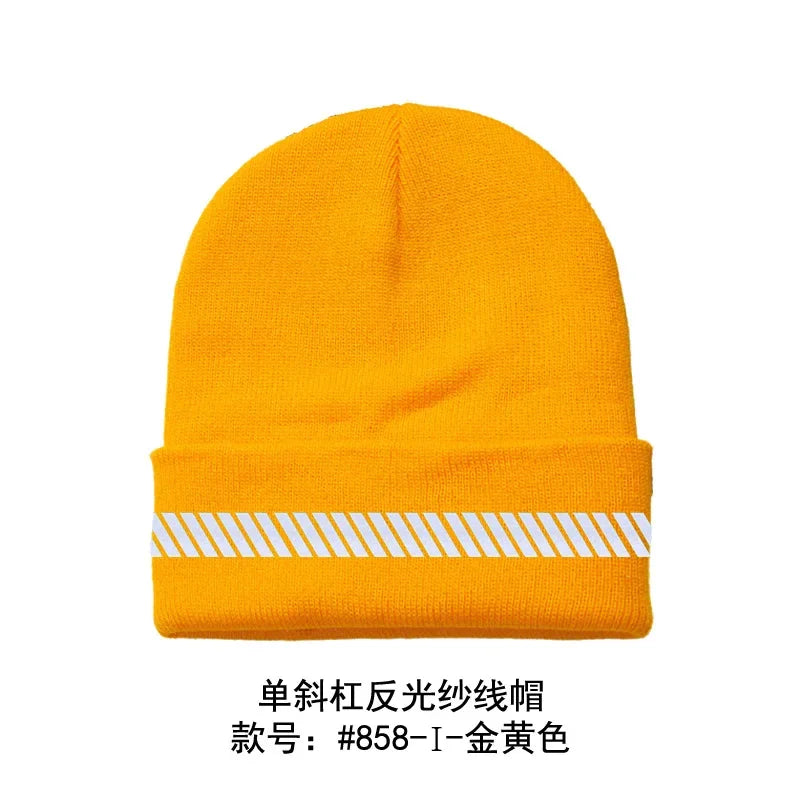 Reflective Hat Gear: High Visibility Safety Beanie, Reflective Knit, Ribbed Warm Winter Hats for Night Running, Hiking, Cycling / Rungear