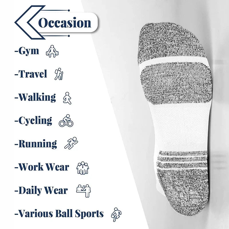 Running Apparel Accessories: 5 Pairs Unisex Ankle Support, Low Cut, Soft Tab Compression Socks / Rungear