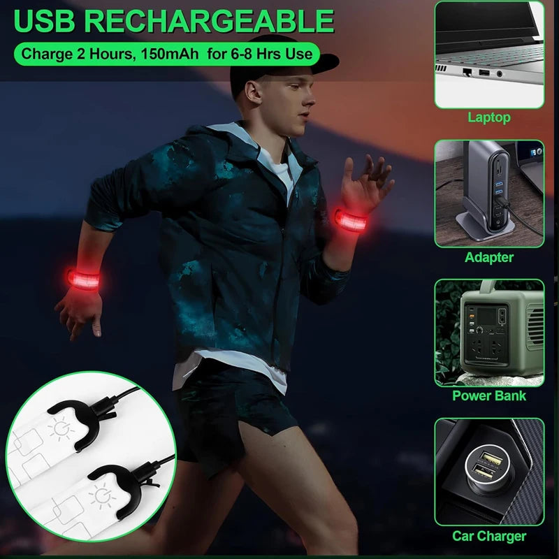 Running Safety Gear: Night Running LED Sports Safety, Rechargable Armband/ Wristband / Rungear