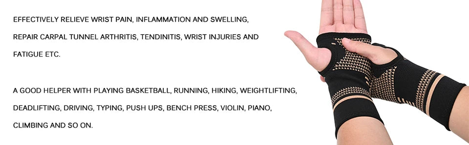 Running Recovery Apparel: AOLIKES 1 Pair Wrist Support Sleeves, Copper Infused, Injury Recovery, Left Right, Arthritis / Rungear