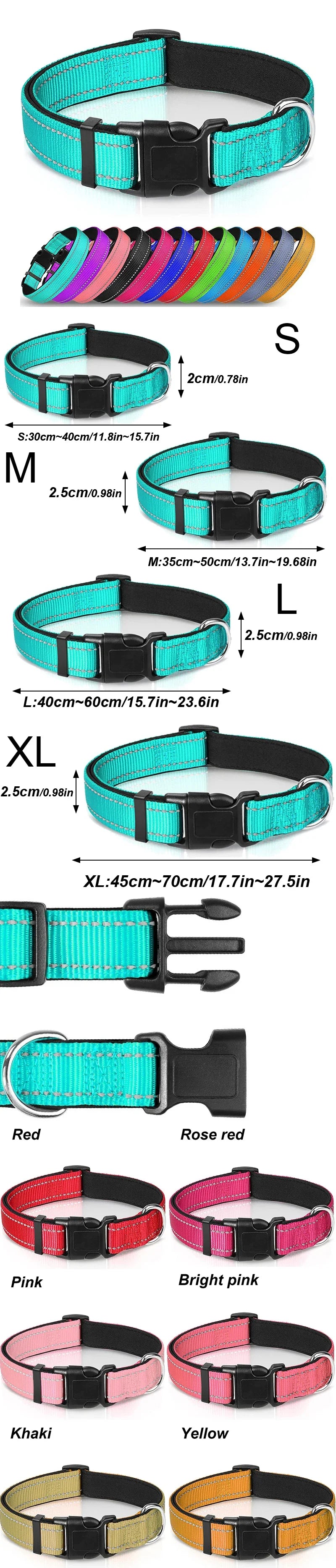 Reflective Breathable Adjustable Neoprene Dog Collar For Medium Large Dogs