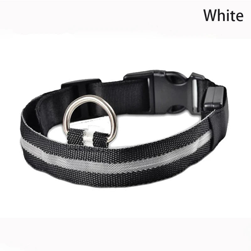LED Light Night Safety Anti-Lost Nylon Adjustable Collar For Dogs