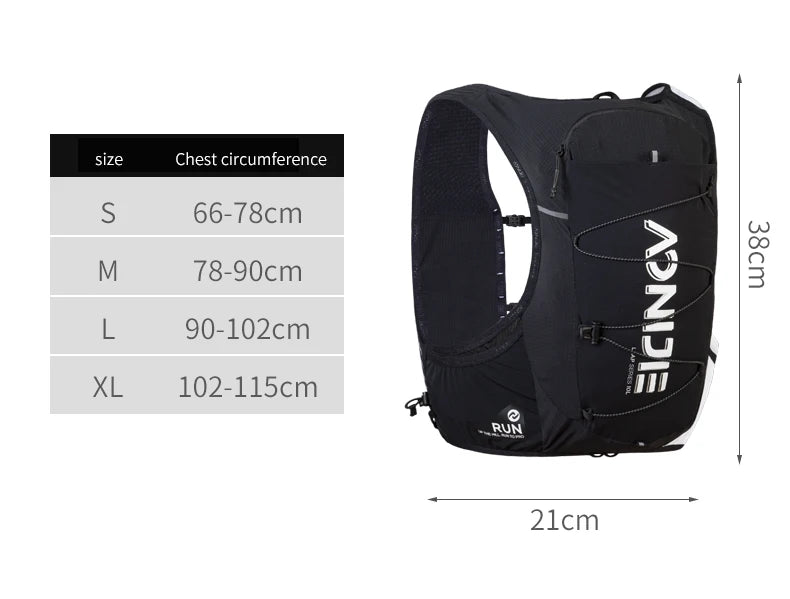 AONIJIE 10L Unisex Lightweight Running Hiking Walking Hydration Vest Pack