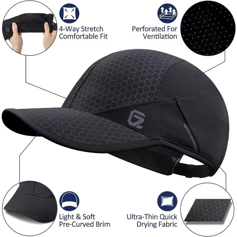 Summer Hat Gear: Unisex, Lightweight, Breathable, Quick Dry, Running Cap with Soft Brim / Rungear