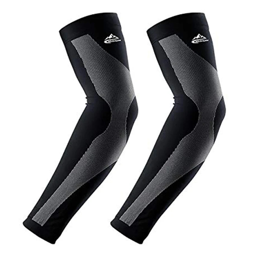 Compression Gear Accessories: 1PR Unisex Arm Compression Ice Silk Arm Sleeves for Sun UV Protection / Rungear
