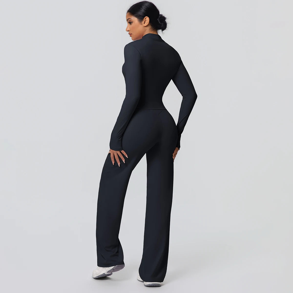 Women's Quick Dry Apparel: 2PC Long Sleeve, High Waisted, Wide Leg, Sports Fitness Clothing Set / Rungear