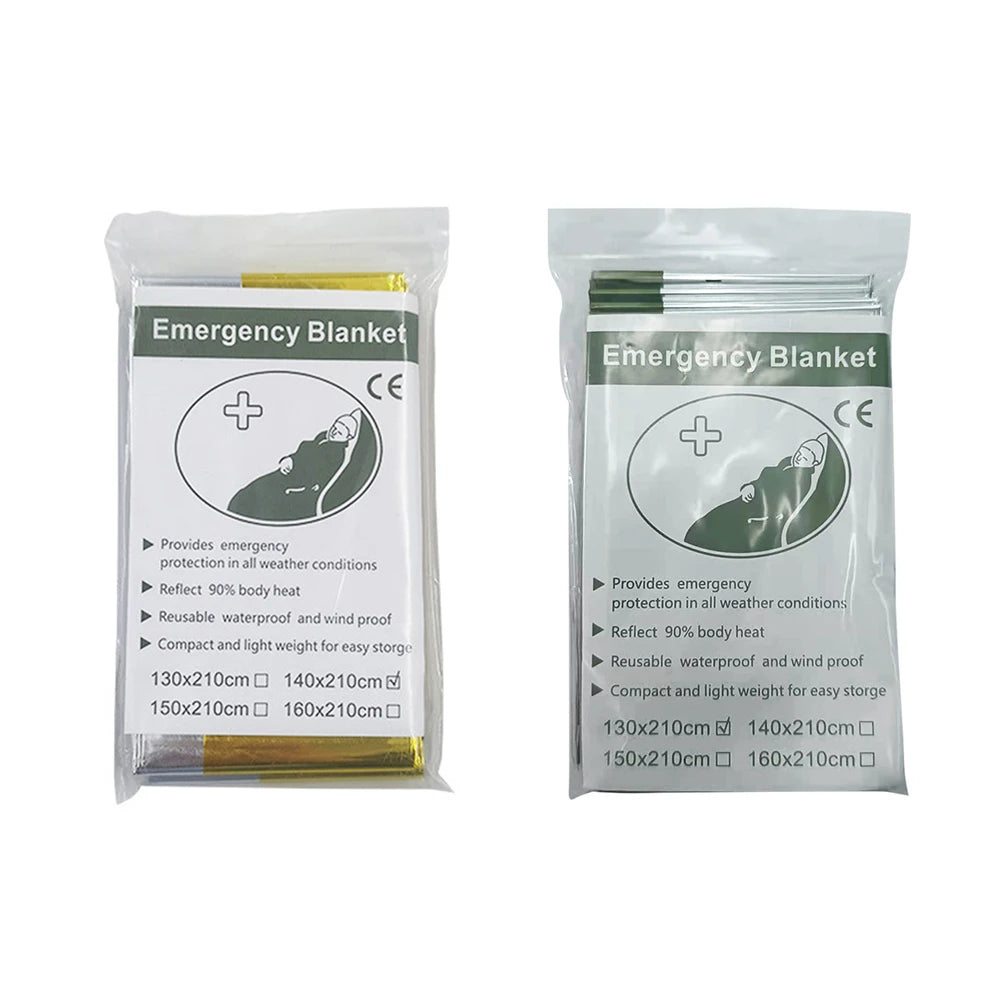 Trail Gear Accessories: 1-10 PC Emergency Thermal, Windproof Foil Survival Blanket / Rungear