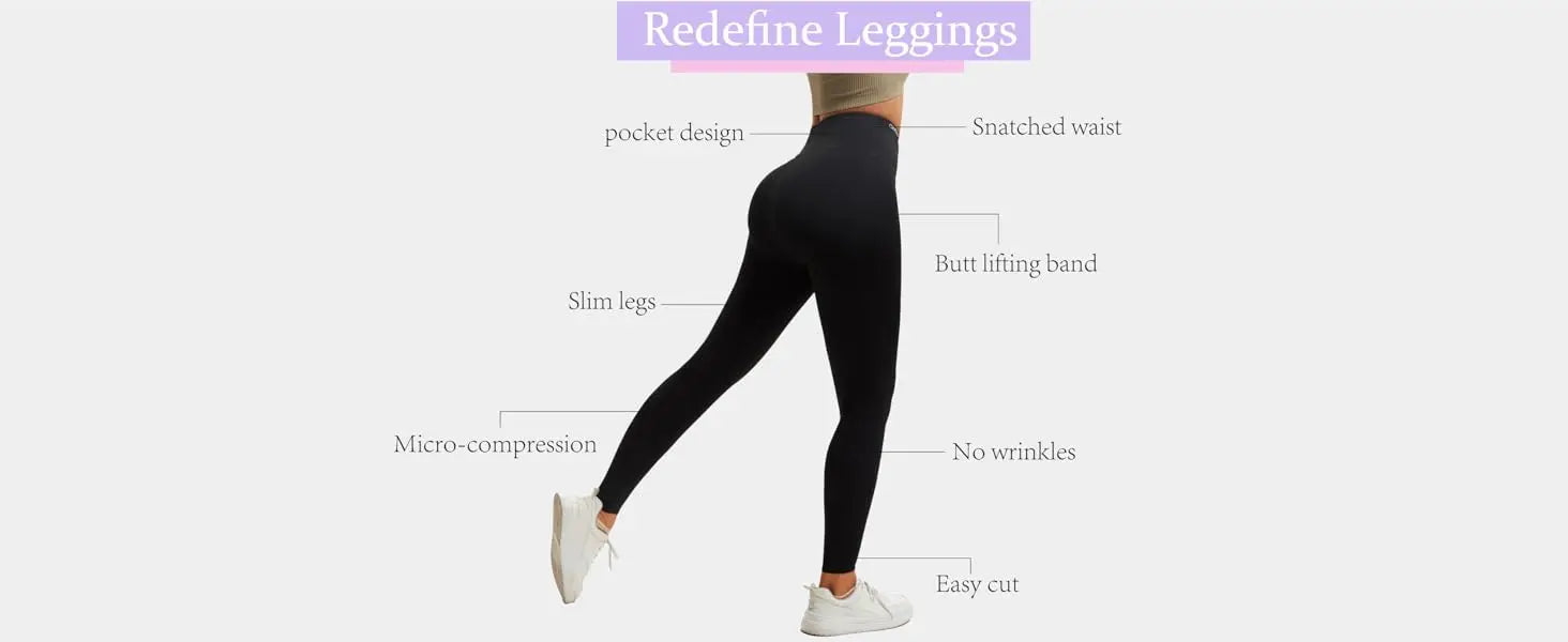 Women's Compression Apparel: Seamless High Rise, Slim-Fit, Lifting Workout Leggings / Rungear