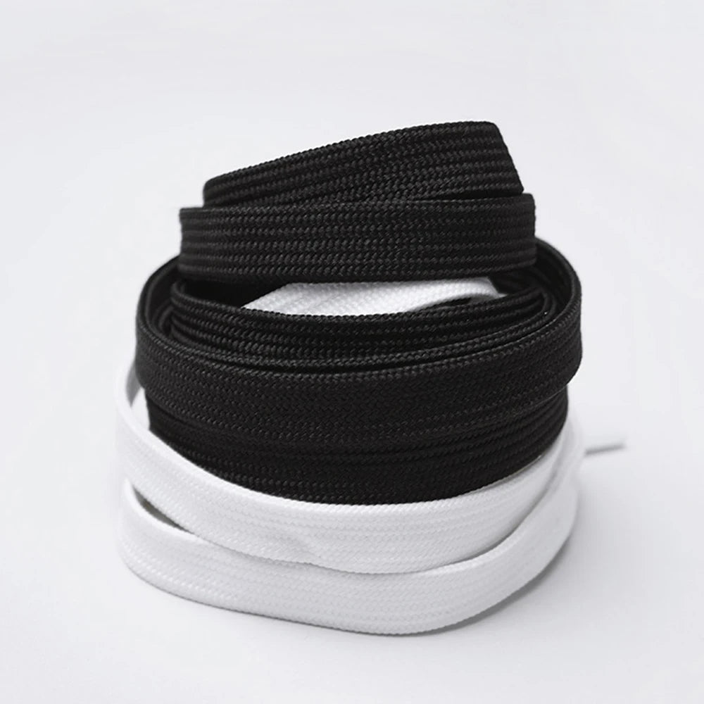 Sports Shoe Accessories: 1PR Classic Double Fabric Non-Slip Shoelaces  Black White 70/80 /90/100/120C / Rungear