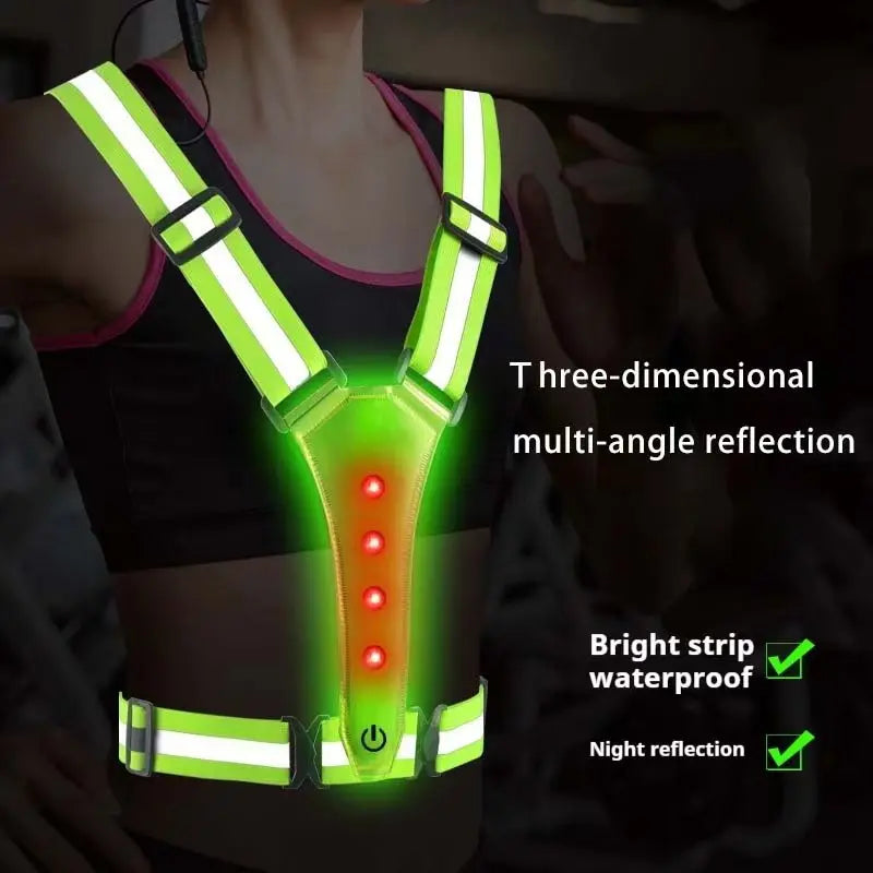 Safety Reflective Gear: LED Reflective, Glowing Reflector Straps, High Visibility Night Running Vest / Rungear