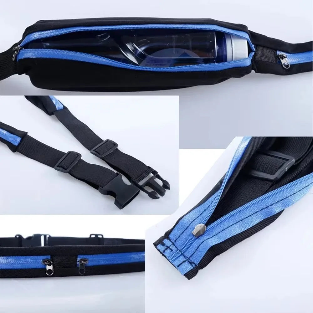 Running Belt Gear: Nylon, Adjustable, Double Pocket, Waterproof Running Waist Belt Bag / Rungear