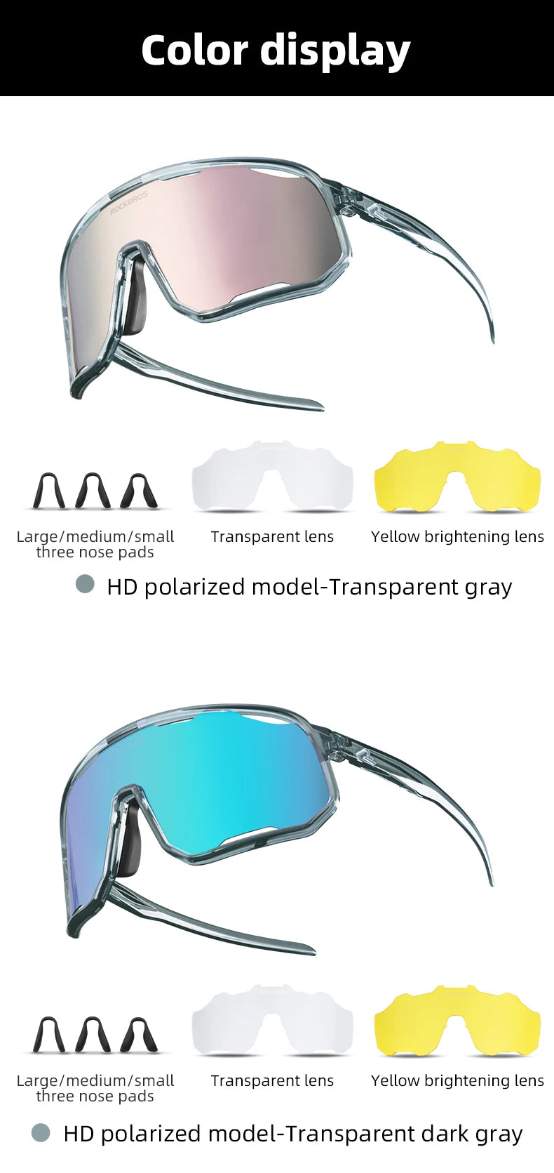 Sunglasses Running Gear: ROCKBROS Polarized Sunglasses, Outdoor UV400 Protection, Sports Eyewear for Outdoor Sports / Rungear