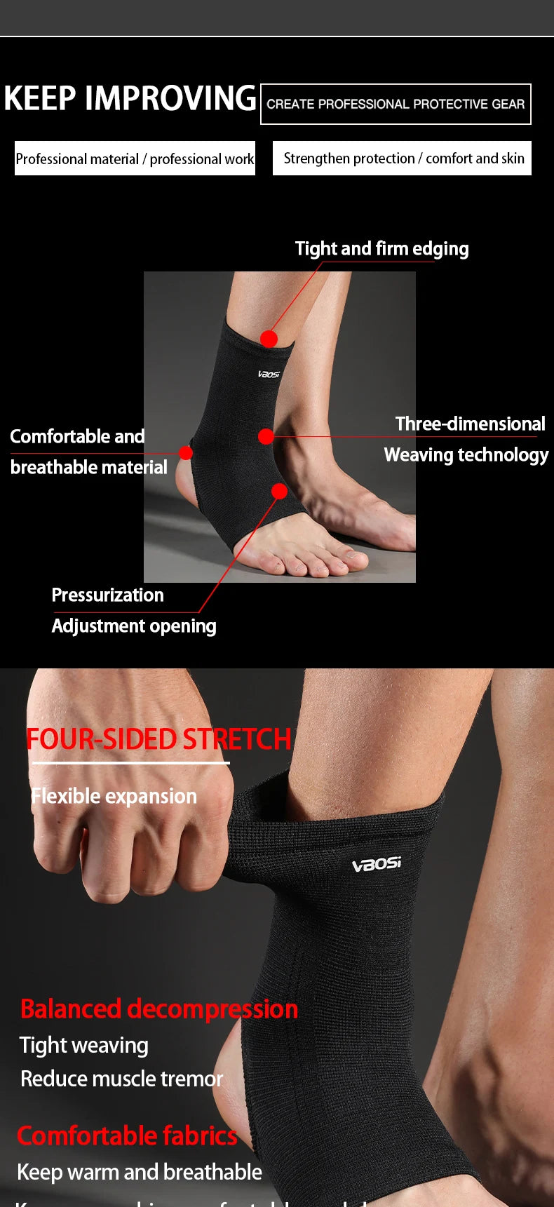 Running Recovery Accessories: 1 PC Elastic Breathable, Daily Wear, Ankle Support Sports Brace / Rungear