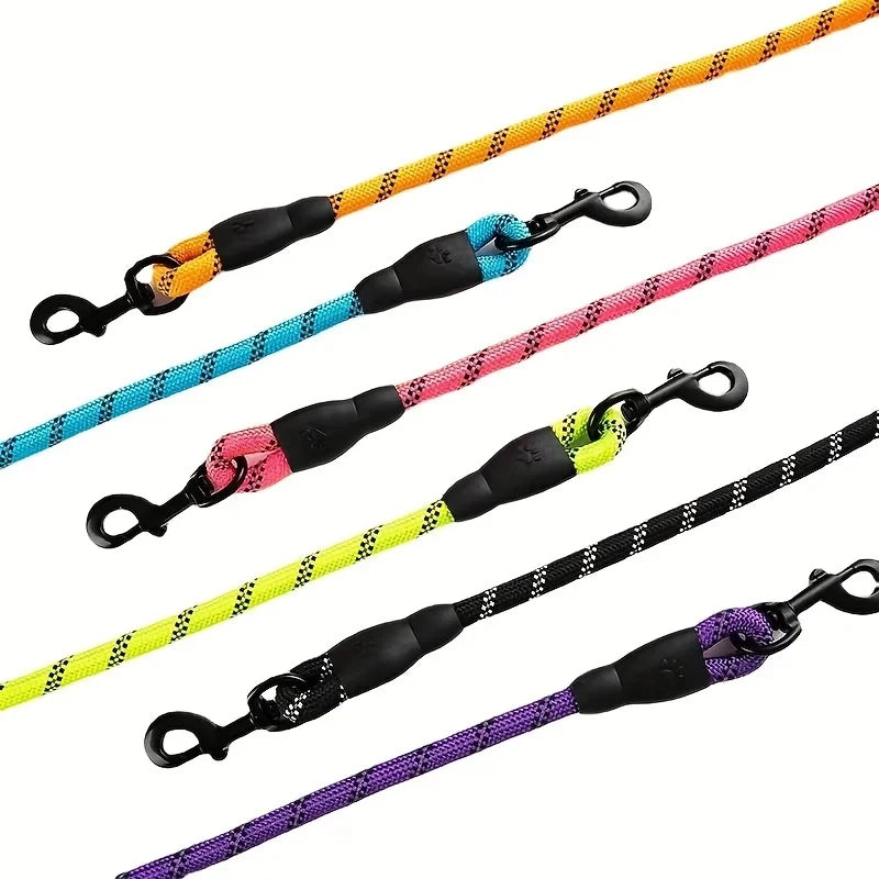 Reflective Dog Leash With Comfortable Padded Handle - Double Heavy Duty Traction Rope For Strong Dogs