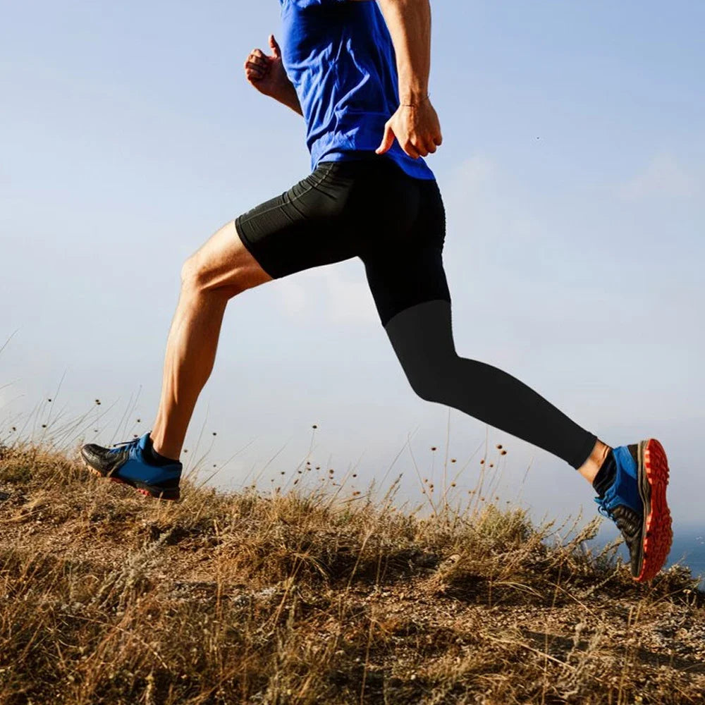 Running Compression Apparel: 1PC Full Length, Unisex, Compression Sports Leg Sleeve for Thigh, Knee, Calf / Rungear