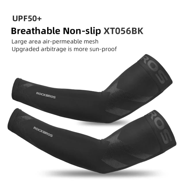 Compression Apparel Gear: ROCKBROS Breathable, Quick-Dry UV Protection Ice Fabric Sports Arm Sleeves / Rungear