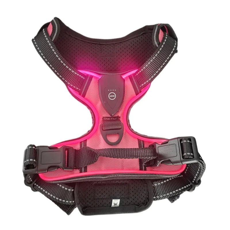 LED Rechargeable Luminous Dog Harness Essential for Dog Walking Safety at Night Dog Vest with Three LED Light Modes