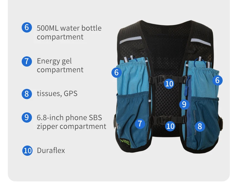 Marathon Vest Gear: MAP BROTHER B109 Breathable, Lightweight, Trail Running, Marathon Hydration Vest Backpack / Rungear