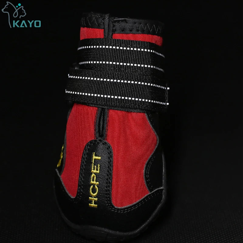 Dog Boots 4-Pack | Waterproof & Breathable, Anti-Slip Rubber Sole, Reflective Velcro Straps | Sizes 1–8 | RUNGEAR