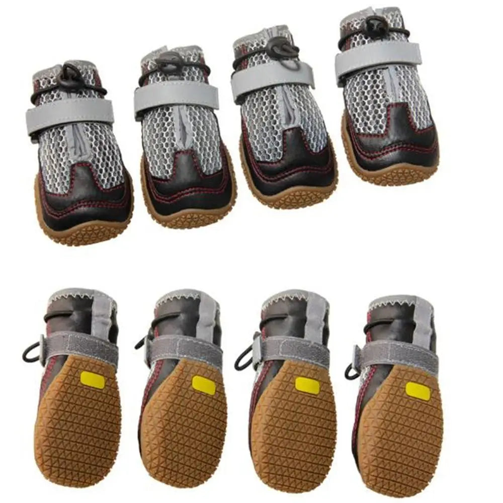 Dog Boots Accessories: 4 Pc Waterproof, Breathable, Anti-Slip, Comfortable Dog Boots With Adjustable Strap / Rungear