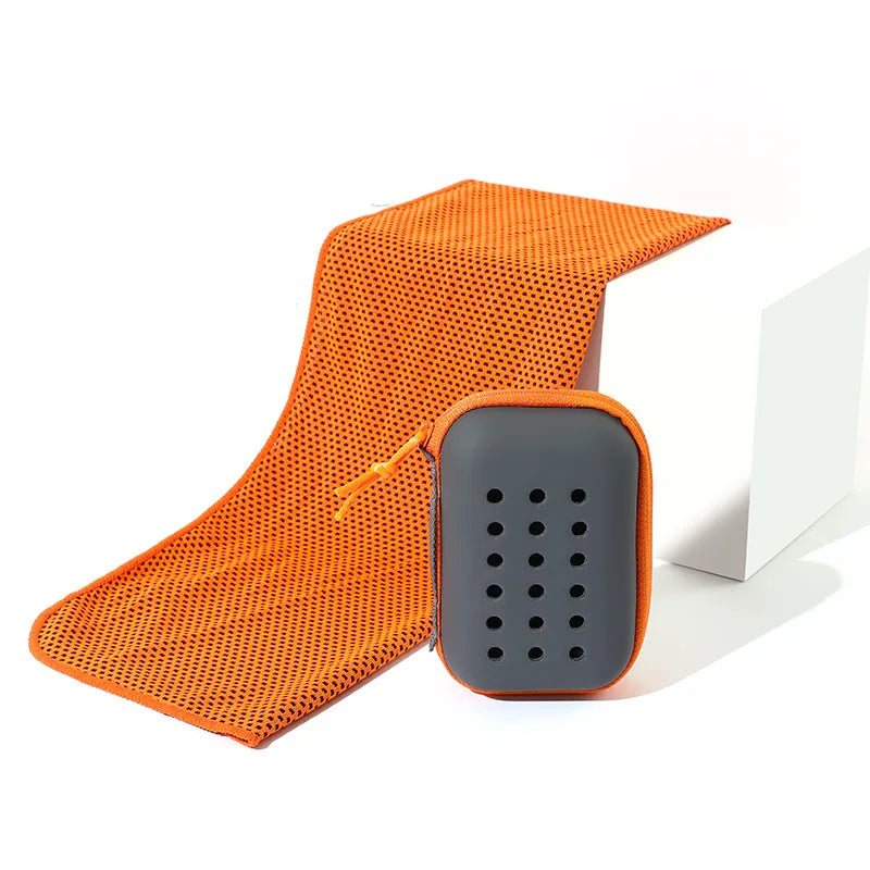 Quick Dry Towel Accessories: Soft, Breathable, Sweat Absorbent Towel with Storage Box for All Sports, Running, Gym Fitness / Rungear