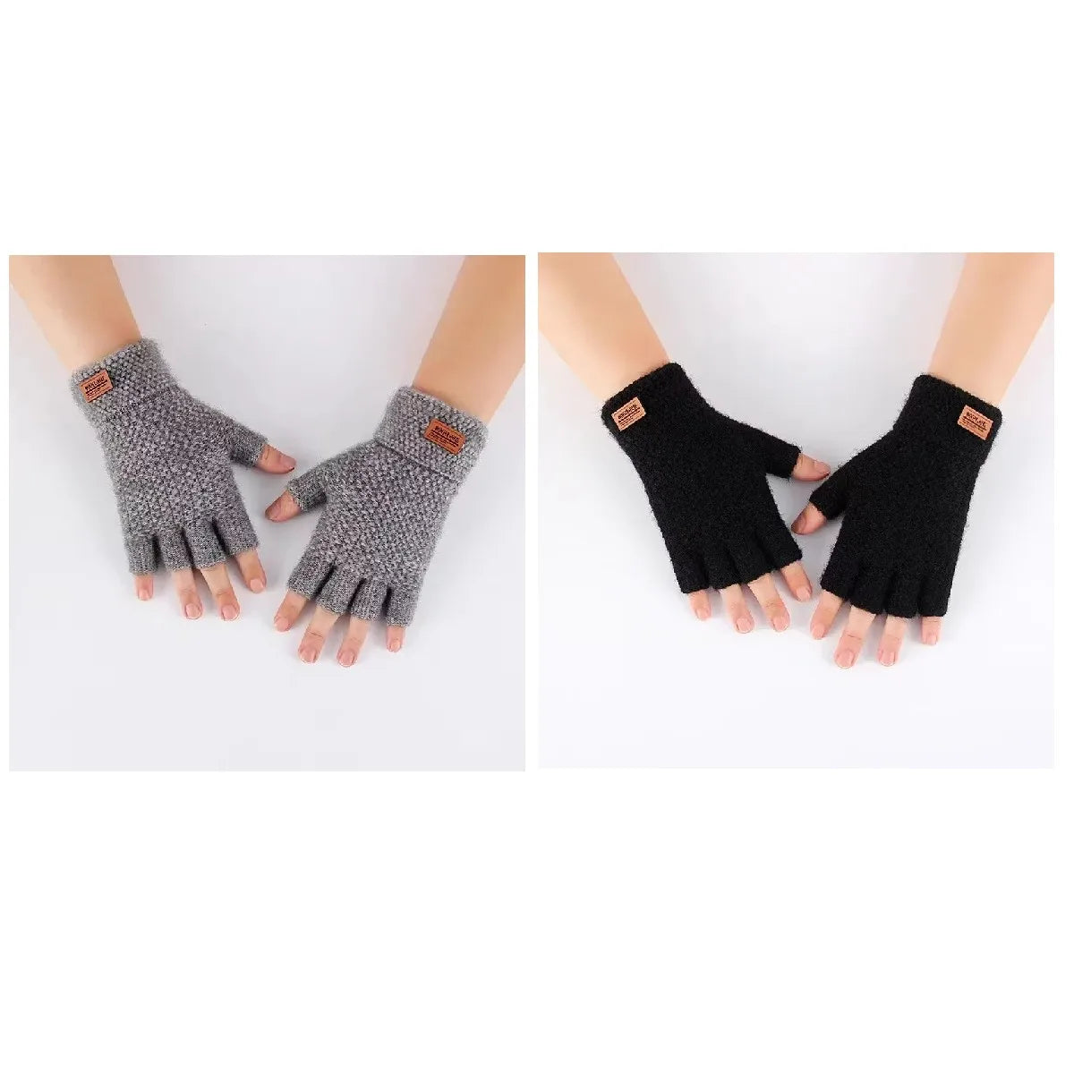 Winter Men's gloves: Warm, Thick Wool, Half Finger Fingerless Gloves / Rungear