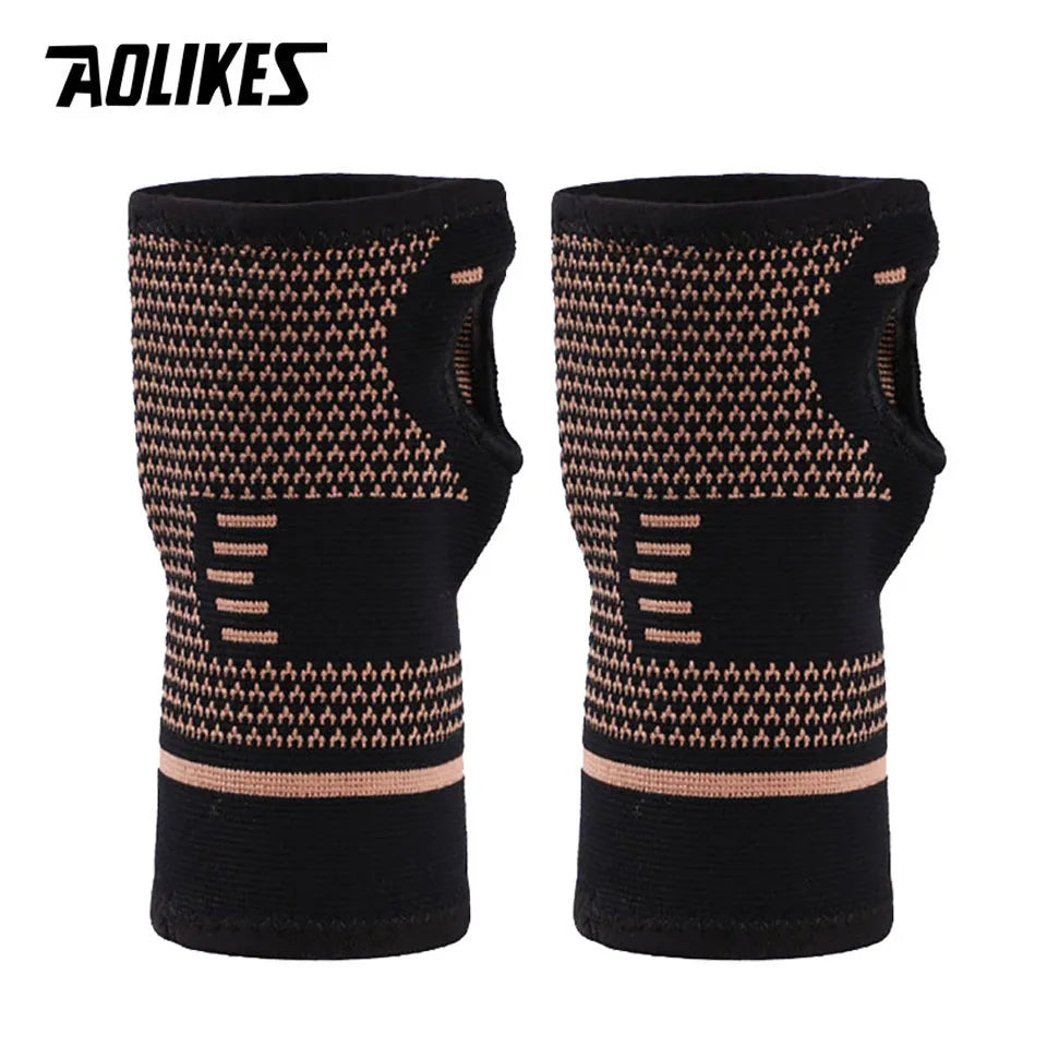 Running Recovery Apparel: AOLIKES 1 Pair Wrist Support Sleeves, Copper Infused, Injury Recovery, Left Right, Arthritis / Rungear