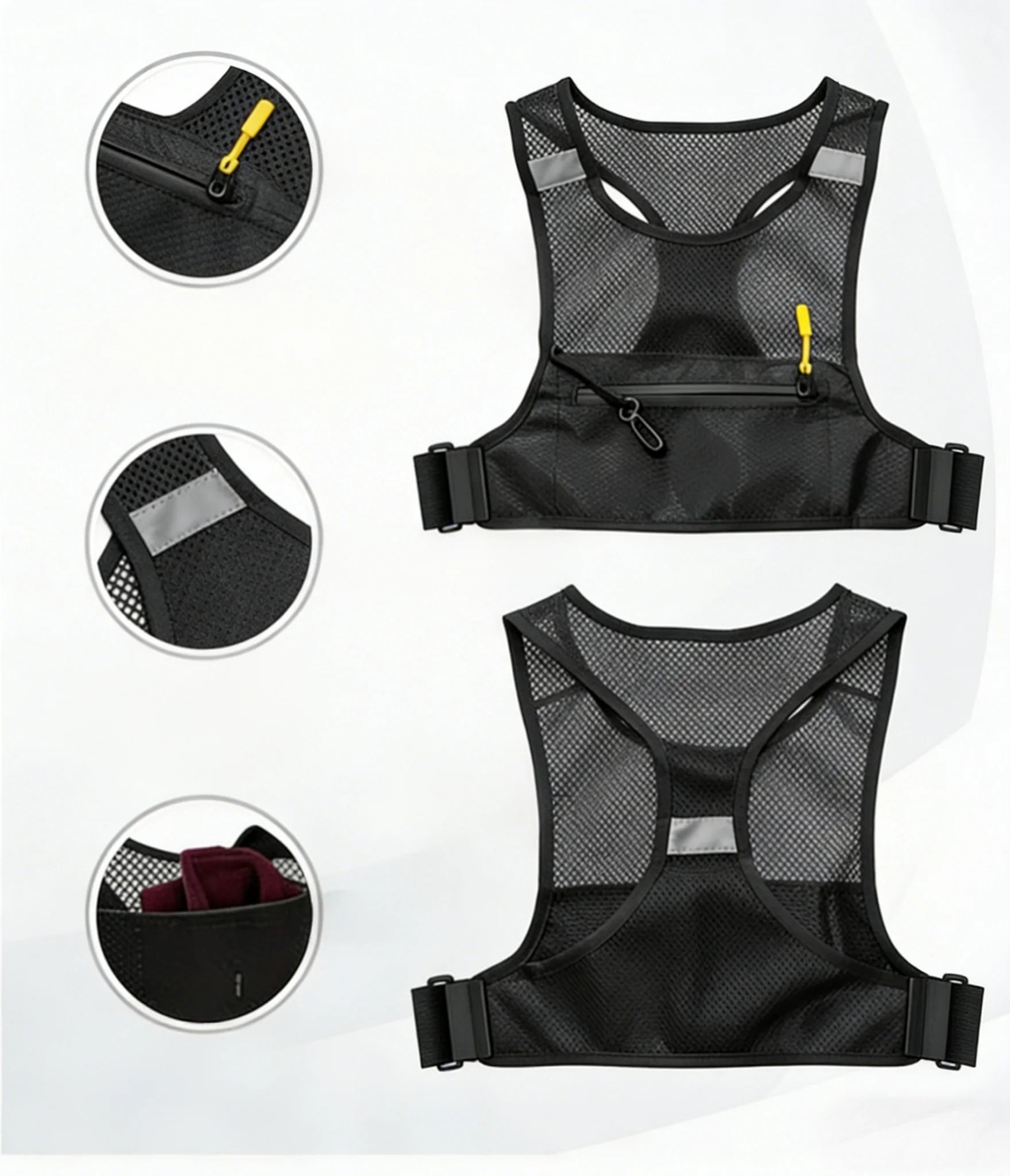 Marathon Running Gear: Reflective, Breathable, Lightweight Running, Hiking Chest Bag Fits 6.7" Phone / Rungear