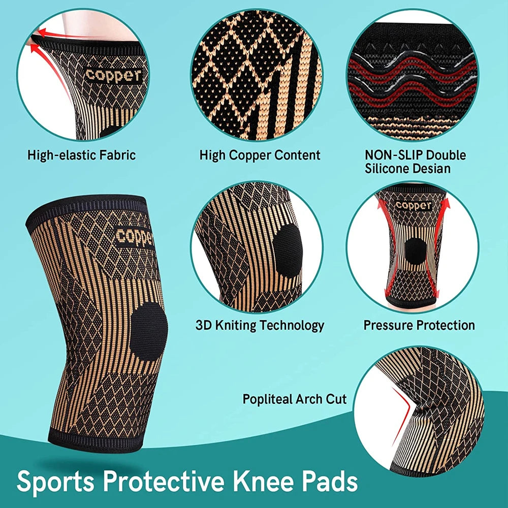 Recovery Gear Accessories: Copper Knee Compression Sleeve Brace for Arthritis Pain & Knee Pain Support / Rungear