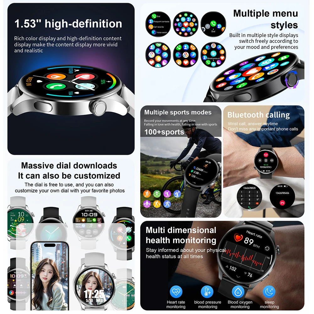 Tech Accessories Gear: 2026 New Smart Watch For Men HD AMOLED Screen, GPS, Motion Heart Rate, Bluetooth, Calls / Rungear