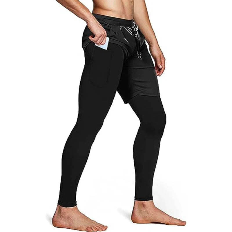 Men's Activewear Apparel: 2 in1 Training Athletic, Workout, Sportswear Tracksuit Pants / Rungear