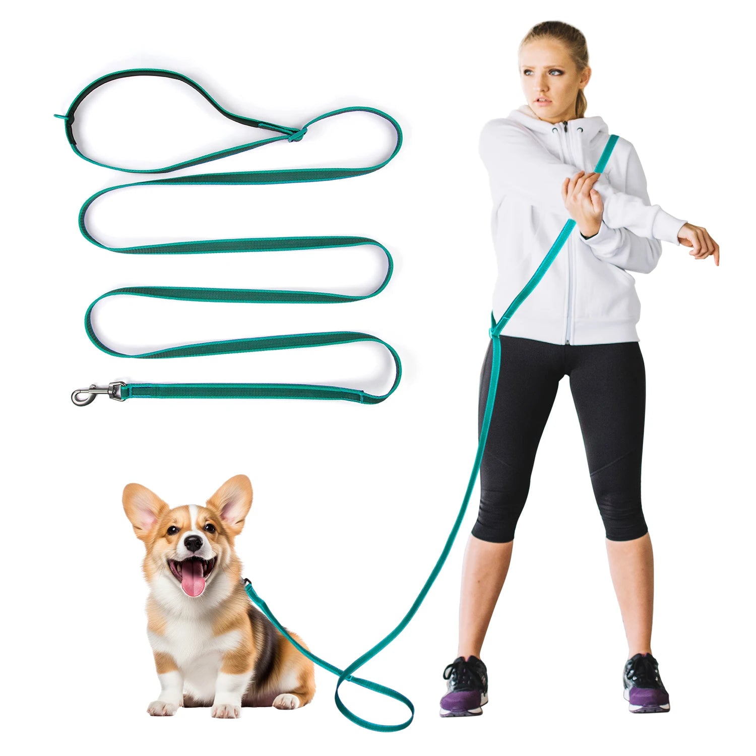 Hands-Free Crossbody Dog Leash Waist Belt With Adjustable Strap For Dog Running Walking