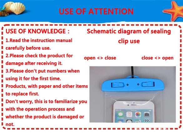 New Universal Waterproof 6 Inch Dry Bag Phone Pouch Case for Swimming, Diving, Beach & Underwater Protection